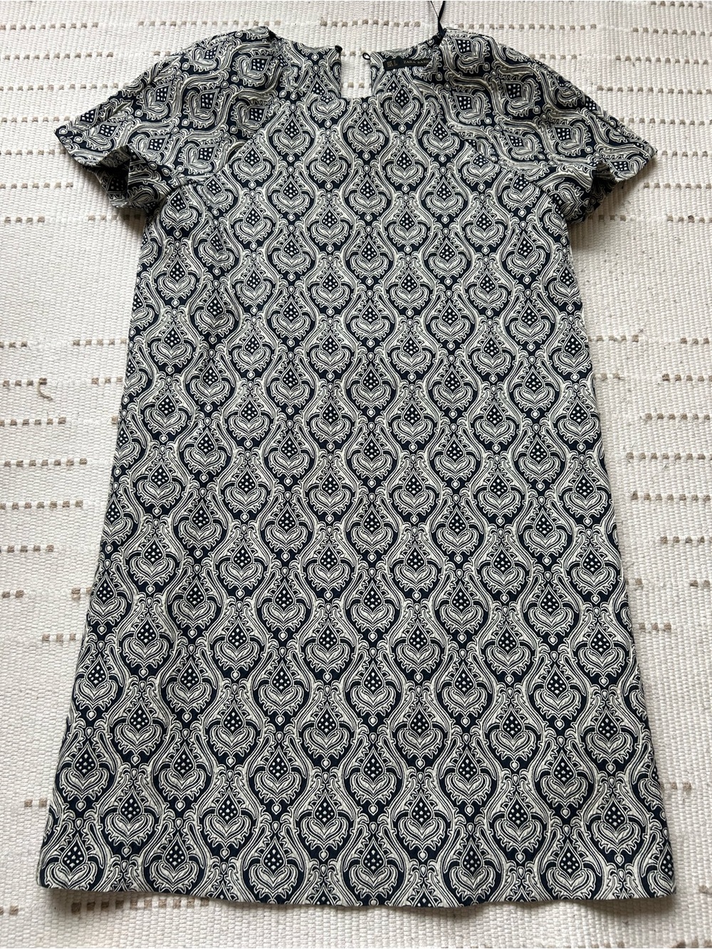Zara Navy and White Print Dress